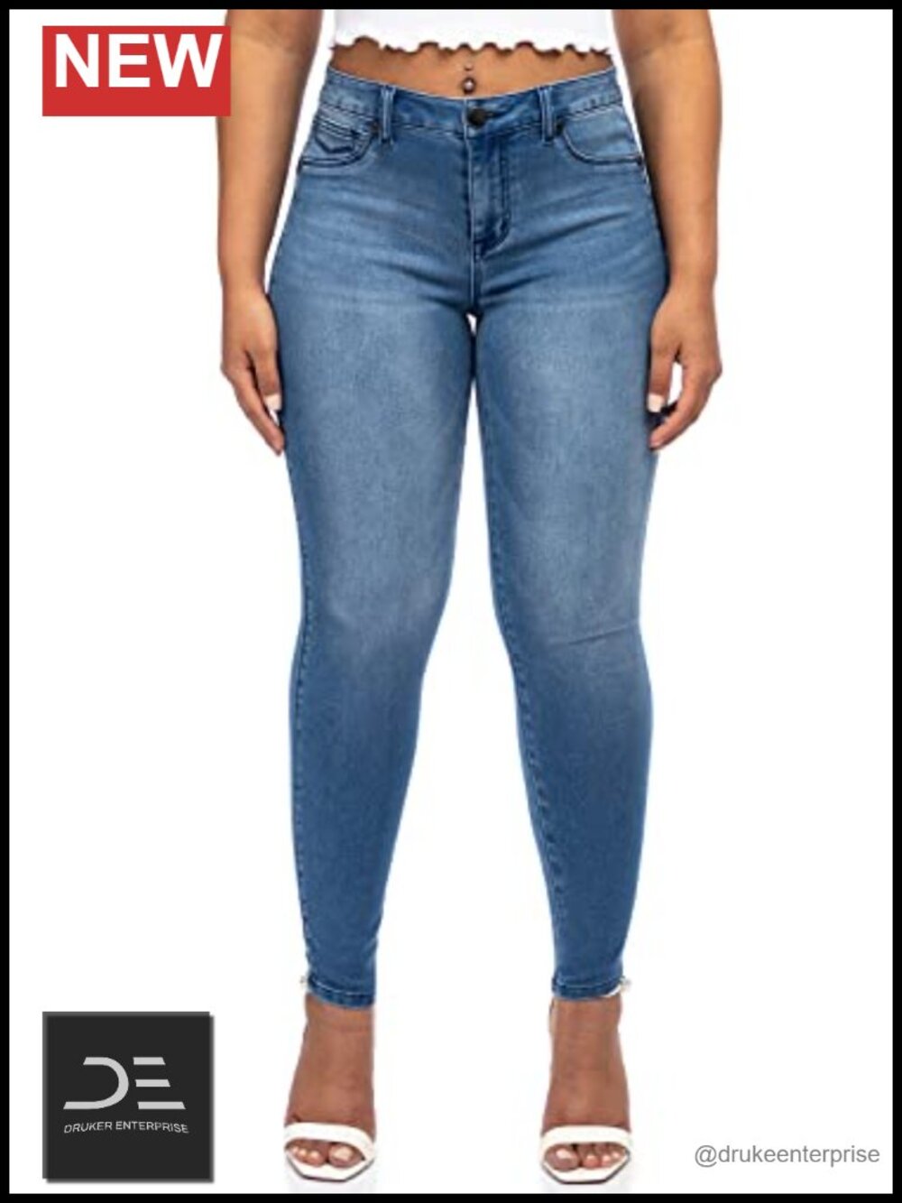 High-Rise Stretch Ankle Skinny Butter Jeans Mid-Rise 30"inseam